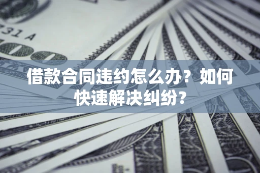 武汉借款合同违约怎么办？如何快速解决纠纷？